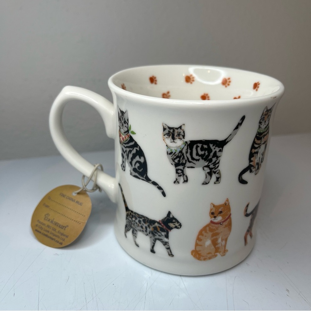 Cooksmart England Ceramic Coffee Mug Watercolor Cat Pattern